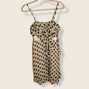 NWT Lucy Paris neutral polka dot mini dress